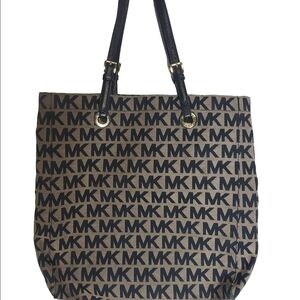 Michael Kors Black and Brown Tote with Monogram Pattern
